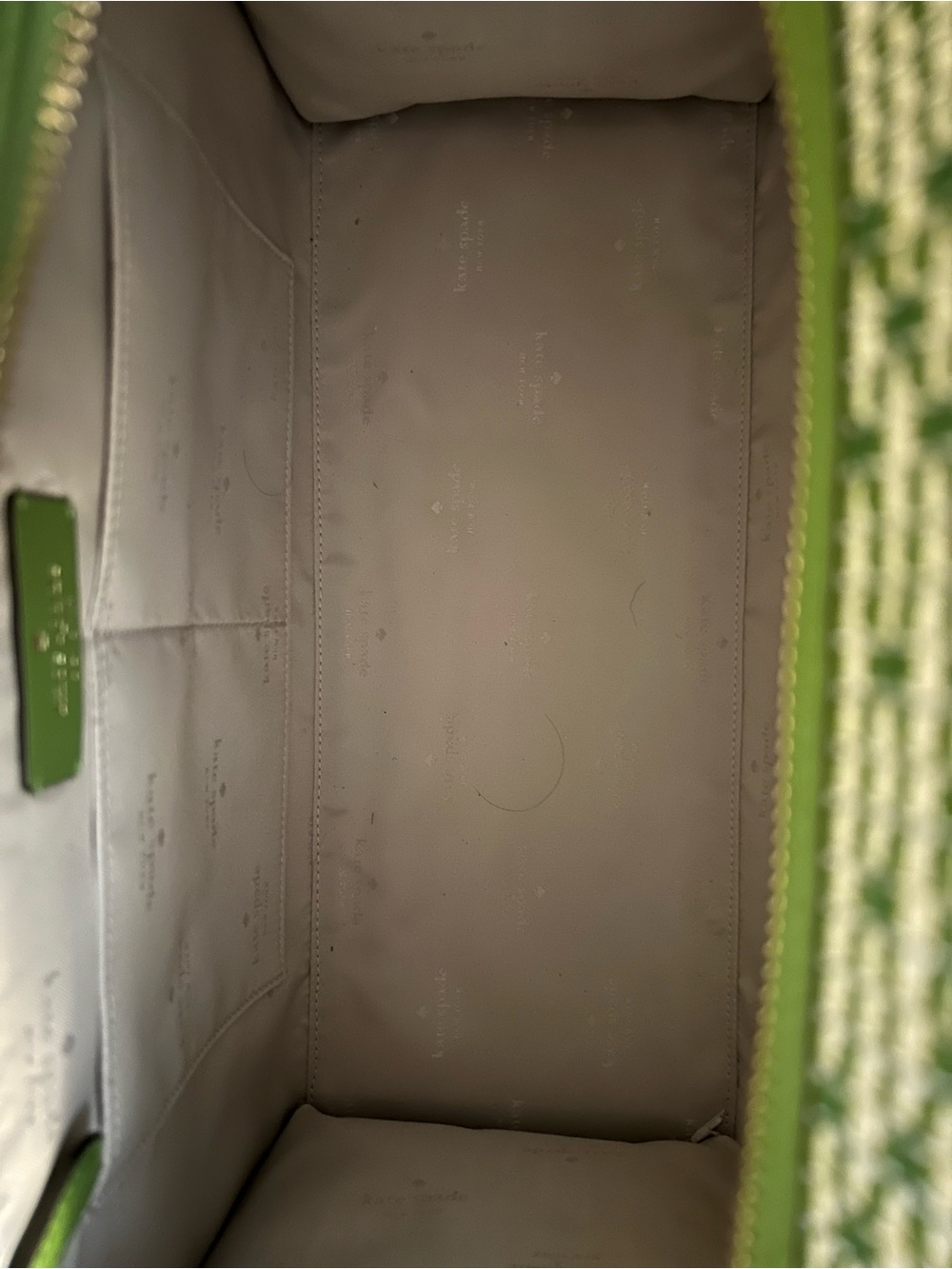 kate spade Green and White Woven Tote - Picture 4 of 5
